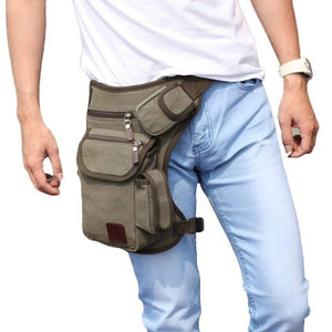 Men leg waist bag thigh fanny pack multifonction Canvas Money Belt Casual Man Waist Bag - BEARD CLIQUE