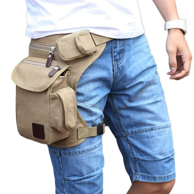 Men leg waist bag thigh fanny pack multifonction Canvas Money Belt Casual Man Waist Bag - BEARD CLIQUE