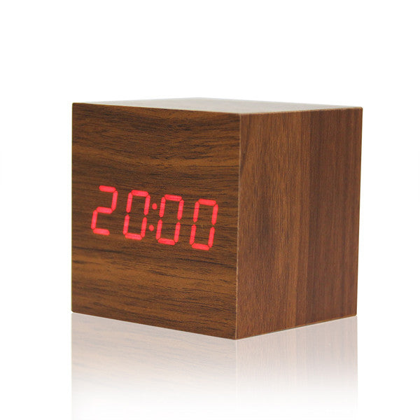 1Pcs Wooden LED Alarm Clock With Thermometer Temp Date LED Display Calendars Electronic Desktop Digital Table Clocks For Gifts - BEARD CLIQUE