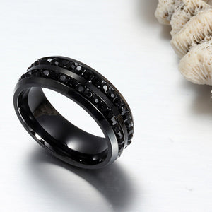 Titanium Steel Ring Men Women Wedding Band Silver Gold Size Black - BEARD CLIQUE