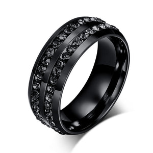 Titanium Steel Ring Men Women Wedding Band Silver Gold Size Black - BEARD CLIQUE