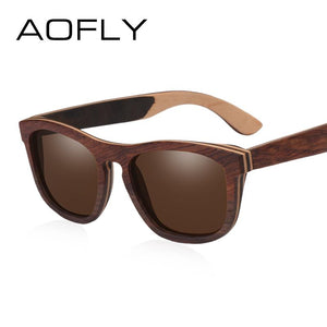 AOFLY BRAND DESIGN Men Sunglasses Polarized Mirror Lens Wooden Sun Glasses Classic Square Frame Male Oculos de sol UV400 AF620 - BEARD CLIQUE