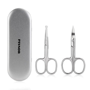 PIXNOR 2pcs Safe Facial Grooming Scissors Set Nose Vibrissa Nostril Ear Hair Scissor with Mustache Beard Trimmer Sicissor - BEARD CLIQUE