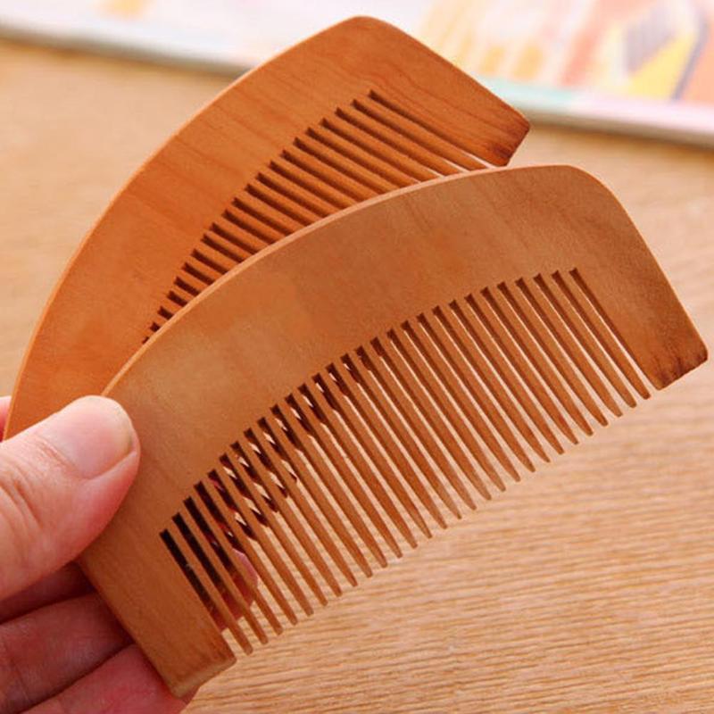 1pcs Trendy Hair Engraved Natural Peach Wood Wooden Comb Anti-static Beard Comb Tool - BEARD CLIQUE