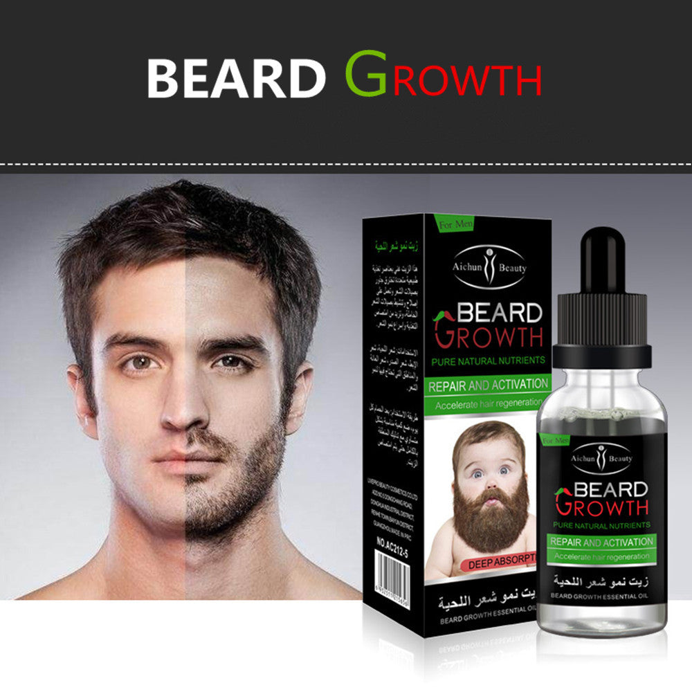 Men Liquid Beard Growth Fast Enhance Facial Whiskers Nutrition Moustache - BEARD CLIQUE