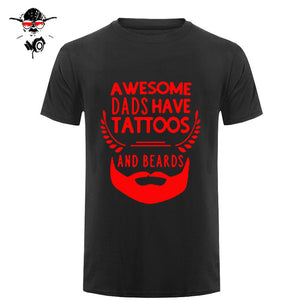 Summer Fashion Style Awesome Dads Have Tattoos And Beards T Shirt Mens Cotton O Neck Short Sleeve Hip-Hop Tops Tees - BEARD CLIQUE