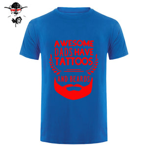 Summer Fashion Style Awesome Dads Have Tattoos And Beards T Shirt Mens Cotton O Neck Short Sleeve Hip-Hop Tops Tees - BEARD CLIQUE