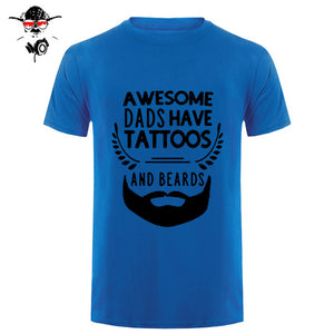 Summer Fashion Style Awesome Dads Have Tattoos And Beards T Shirt Mens Cotton O Neck Short Sleeve Hip-Hop Tops Tees - BEARD CLIQUE