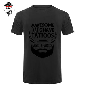 Summer Fashion Style Awesome Dads Have Tattoos And Beards T Shirt Mens Cotton O Neck Short Sleeve Hip-Hop Tops Tees - BEARD CLIQUE