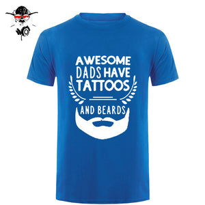 Summer Fashion Style Awesome Dads Have Tattoos And Beards T Shirt Mens Cotton O Neck Short Sleeve Hip-Hop Tops Tees - BEARD CLIQUE