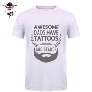 Summer Fashion Style Awesome Dads Have Tattoos And Beards T Shirt Mens Cotton O Neck Short Sleeve Hip-Hop Tops Tees - BEARD CLIQUE