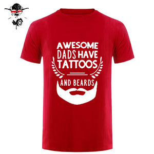 Summer Fashion Style Awesome Dads Have Tattoos And Beards T Shirt Mens Cotton O Neck Short Sleeve Hip-Hop Tops Tees - BEARD CLIQUE