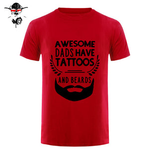 Summer Fashion Style Awesome Dads Have Tattoos And Beards T Shirt Mens Cotton O Neck Short Sleeve Hip-Hop Tops Tees - BEARD CLIQUE