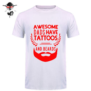 Summer Fashion Style Awesome Dads Have Tattoos And Beards T Shirt Mens Cotton O Neck Short Sleeve Hip-Hop Tops Tees - BEARD CLIQUE