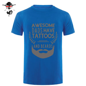 Summer Fashion Style Awesome Dads Have Tattoos And Beards T Shirt Mens Cotton O Neck Short Sleeve Hip-Hop Tops Tees - BEARD CLIQUE