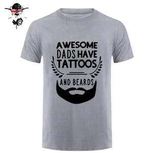 Summer Fashion Style Awesome Dads Have Tattoos And Beards T Shirt Mens Cotton O Neck Short Sleeve Hip-Hop Tops Tees - BEARD CLIQUE