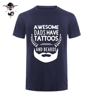 Summer Fashion Style Awesome Dads Have Tattoos And Beards T Shirt Mens Cotton O Neck Short Sleeve Hip-Hop Tops Tees - BEARD CLIQUE