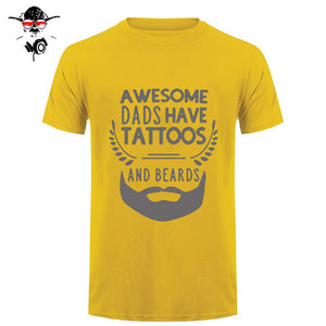 Summer Fashion Style Awesome Dads Have Tattoos And Beards T Shirt Mens Cotton O Neck Short Sleeve Hip-Hop Tops Tees - BEARD CLIQUE