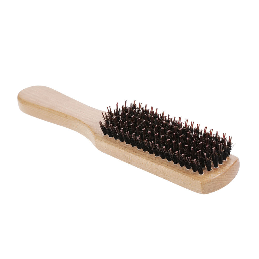 Boar Bristle Hair Beard Brush Comb Nylon Pin Mustache Brush Anti-static Scalp Massage Beech Wooden Handle - BEARD CLIQUE