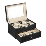 20 Compartments Dual Layers Elegant Wooden Watch Collection Box Black - BEARD CLIQUE