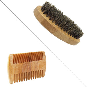 High Quality Beard Grooming Kit Natural Boar Bristle Beard Brush and Wooden Handmade Comb for Male - BEARD CLIQUE